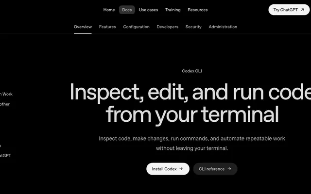 「Codex CLI ドキュメント」のページ上部の画面